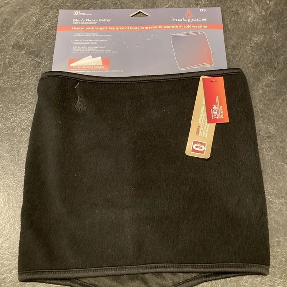HotMocs Men's Fleece Gaitor Black Face Mask & Neck Guard 2 Free Heat Packs - NWT - Picture 1 of 8